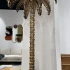 Clearance Pamono Palm Tree Floor Lamp in Gilt Metal and Black Lacquered Mirror
