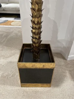 Clearance Pamono Palm Tree Floor Lamp in Gilt Metal and Black Lacquered Mirror