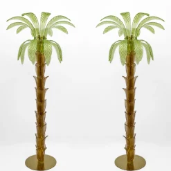 Online Pamono Palm Tree Floor Lamp in Murano Glass and Brass, 1979, Set of 2