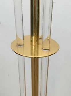 New Pamono Parquet Floor Lamp in Golden Brass & Acrylic Glass
