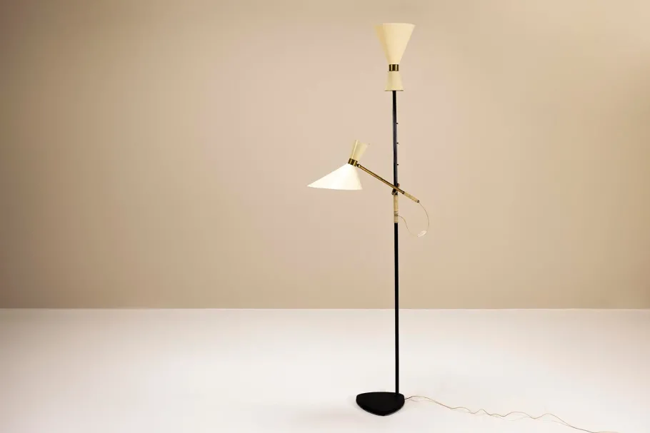 Sale Pamono Pelikan Floor Lamp in Brass and Lacquered Steel by J.T. Kalmar, Austria, 1950s