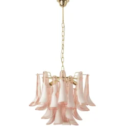 Best Pamono Petal Chandelier in Pink and White Murano Glass, Italy, 1990s