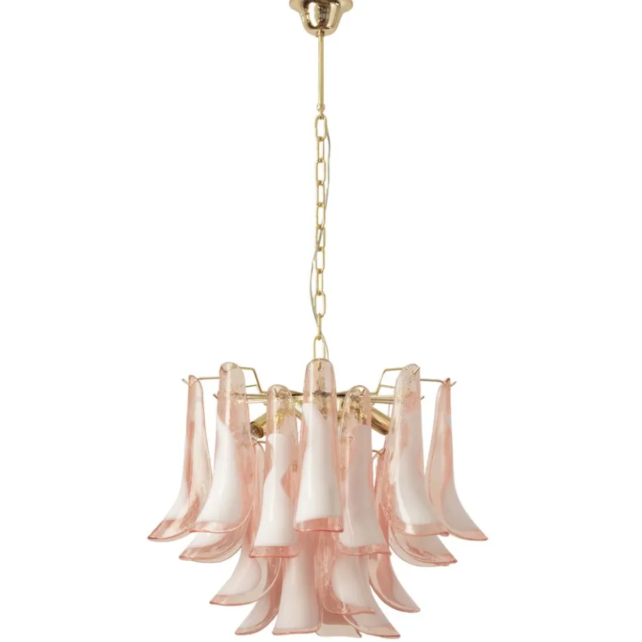 Best Pamono Petal Chandelier in Pink and White Murano Glass, Italy, 1990s