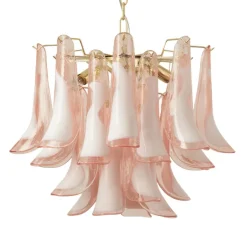 Best Pamono Petal Chandelier in Pink and White Murano Glass, Italy, 1990s