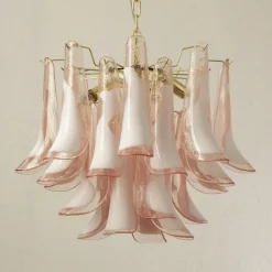 Best Pamono Petal Chandelier in Pink and White Murano Glass, Italy, 1990s