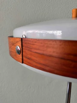 Clearance Pamono Phase Eclipse S Dimmable Floor Lamp in Chrome & Wood by Luis Pérez De La Oliva for Fase, 1966