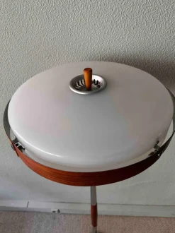 Clearance Pamono Phase Eclipse S Dimmable Floor Lamp in Chrome & Wood by Luis Pérez De La Oliva for Fase, 1966