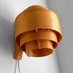 Sale Pamono Pine Veneer Wall Lamp V327 by Hans-Agne Jakobsson for Ellysett, Sweden, 1960s