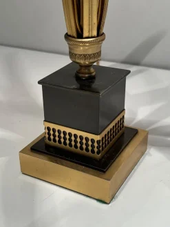 Clearance Pamono Pineapple Lamp in Gilded Metal and Black Lacquer in the style of Maison Charles