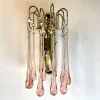 Sale Pamono Pink Murano Glass Teardrop Wall Lamps, Set of 2