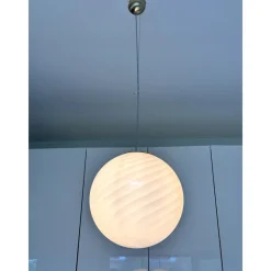 Sale Pamono Pink Swirl and Milky-White Sphere Pendant in Murano Glass by Simoeng