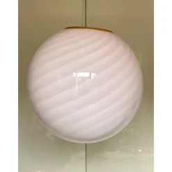 Sale Pamono Pink Swirl and Milky-White Sphere Pendant in Murano Glass by Simoeng