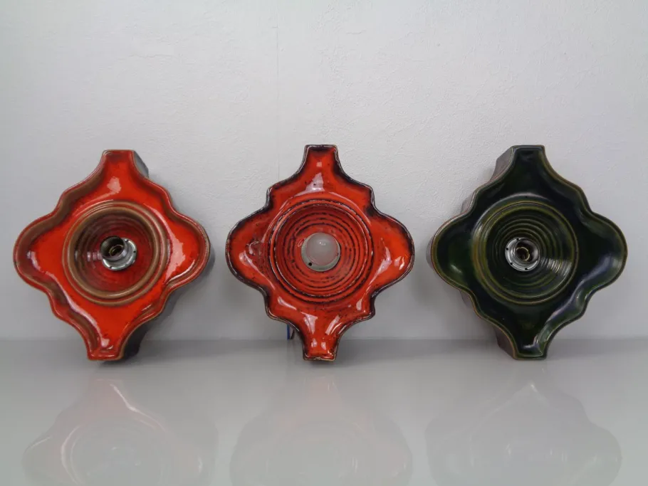 Sale Pamono Pop Art German Ceramic Wall Lamps, 1970s, Set of 3