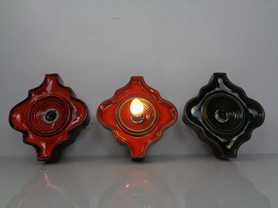 Sale Pamono Pop Art German Ceramic Wall Lamps, 1970s, Set of 3