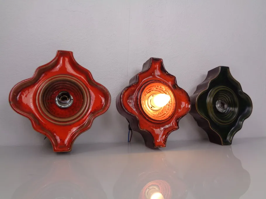 Sale Pamono Pop Art German Ceramic Wall Lamps, 1970s, Set of 3