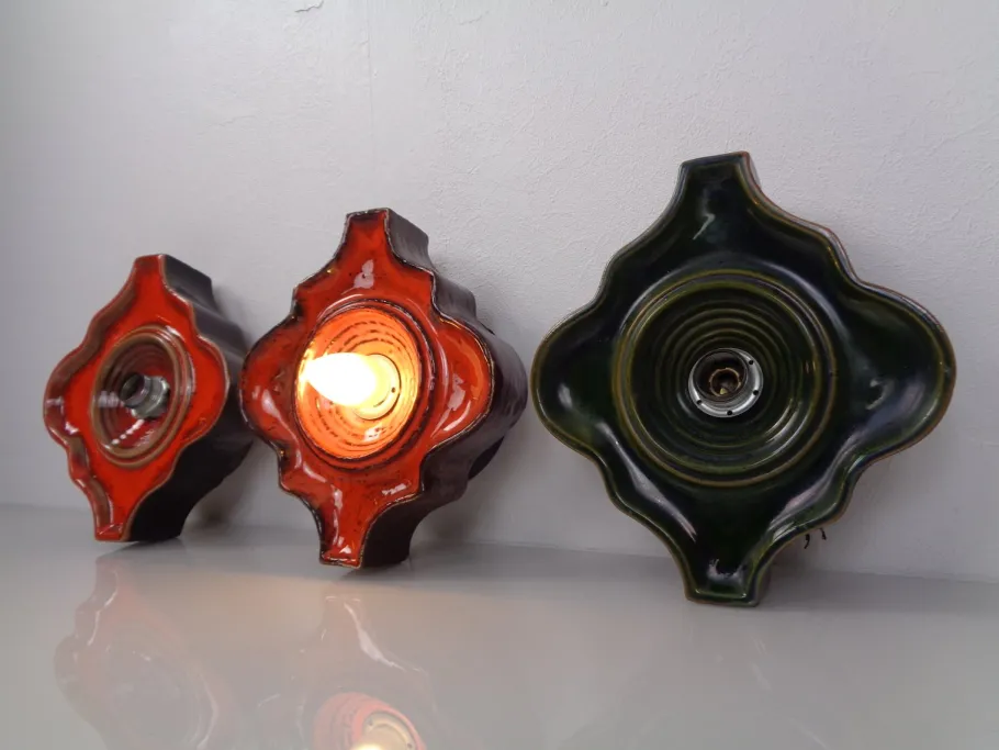 Sale Pamono Pop Art German Ceramic Wall Lamps, 1970s, Set of 3