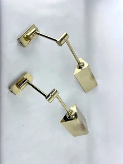 Sale Pamono Postmodern Articulated Brass Wall Lamps from Baulmann Leuchten, Germany, 1980s, Set of 2