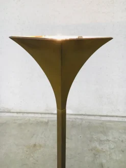 Outlet Pamono Postmodern Design Brass Fluted Torchiere Floor Lamp by Relco, Italy, 1980s