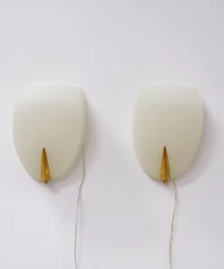 Sale Pamono Rationalist Brass and Glass Wall Lamp, 1940s, Set of 2