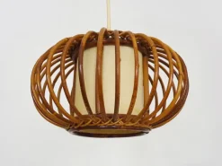 Sale Pamono Rattan and Bamboo Pendant Light attributed to Louis Sognot, 1950s