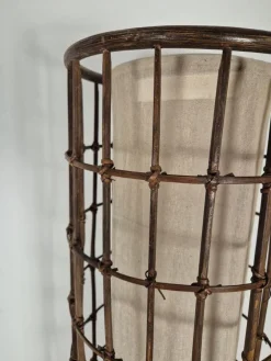 New Pamono Rattan and Fabric Floor Lamp, 1950s