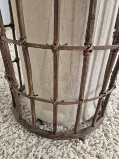 New Pamono Rattan and Fabric Floor Lamp, 1950s