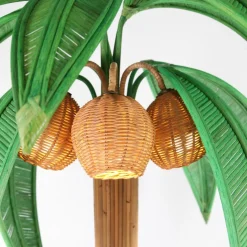 Online Pamono Rattan Coconut Tree Floor Lamp, 2000s