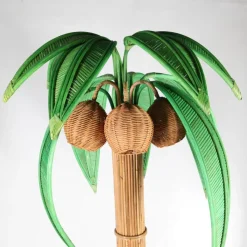 Online Pamono Rattan Coconut Tree Floor Lamp, 2000s