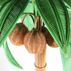 Online Pamono Rattan Coconut Tree Floor Lamp, 2000s