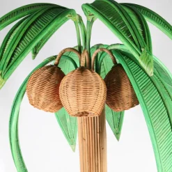Online Pamono Rattan Coconut Tree Floor Lamp, 2000s