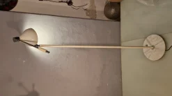 Outlet Pamono Reading Floor Lamp in Chromed Metal with White Cone and White Marble Base, 1960s