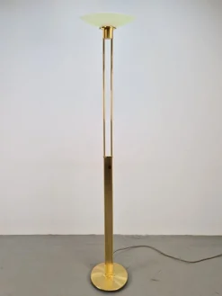 Outlet Pamono Regency Model 2517-1-P1 Torchiere Floor Lamp in Brass and Venetian Glass from Holtkotter, 1980s