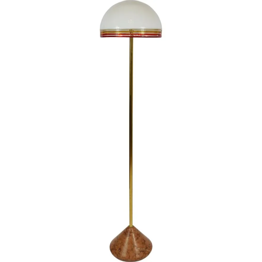 Sale Pamono Roberto Pamio Febo Floor Lamp in Marble, Brass & Murano Glass attributed to Leucos, Italy, 1970s