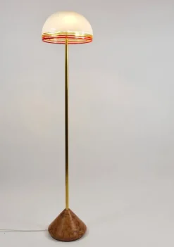Sale Pamono Roberto Pamio Febo Floor Lamp in Marble, Brass & Murano Glass attributed to Leucos, Italy, 1970s
