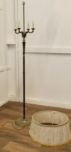 Clearance Pamono Rococo Gilt Brass 4 Branch Floor Lamp, 1890s