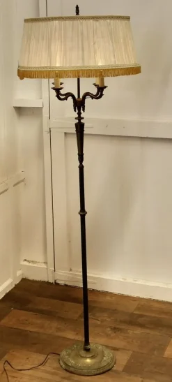 Clearance Pamono Rococo Gilt Brass 4 Branch Floor Lamp, 1890s