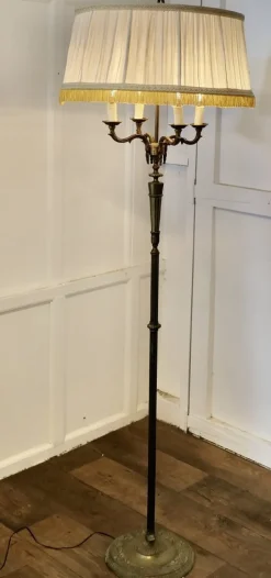 Clearance Pamono Rococo Gilt Brass 4 Branch Floor Lamp, 1890s