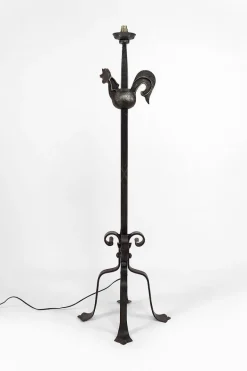 Clearance Pamono Rooster Floor Lamp in Wrought Iron by Jean Touret for Ateliers Marolles, 1950s