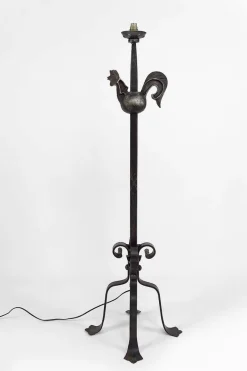 Clearance Pamono Rooster Floor Lamp in Wrought Iron by Jean Touret for Ateliers Marolles, 1950s