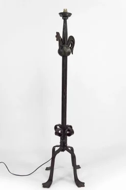 Clearance Pamono Rooster Floor Lamp in Wrought Iron by Jean Touret for Ateliers Marolles, 1950s