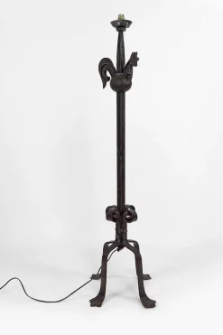 Clearance Pamono Rooster Floor Lamp in Wrought Iron by Jean Touret for Ateliers Marolles, 1950s