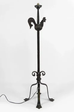 Clearance Pamono Rooster Floor Lamp in Wrought Iron by Jean Touret for Ateliers Marolles, 1950s