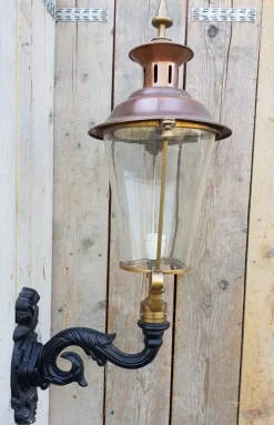 New Pamono Round Cast Iron and Copper Wall Lantern