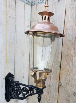 Best Pamono Round Cast Iron and Copper Wall Lantern