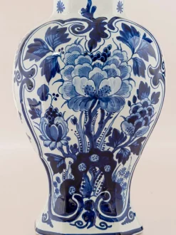 Best Pamono Royal Delft Blue Louis XV Table Lamps, New Pleated Lampshades, Set of 2