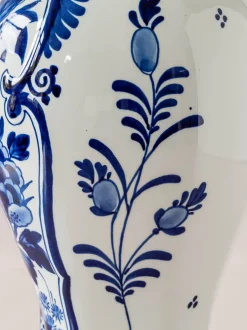 Best Pamono Royal Delft Blue Louis XV Table Lamps, New Pleated Lampshades, Set of 2