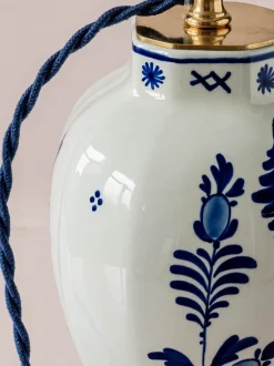 Best Pamono Royal Delft Blue Louis XV Table Lamps, New Pleated Lampshades, Set of 2