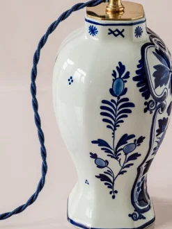 Best Pamono Royal Delft Blue Louis XV Table Lamps, New Pleated Lampshades, Set of 2