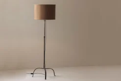 Best Pamono Rustic Wrought Iron Floor Lamp with Tripod Base, France, 1930s