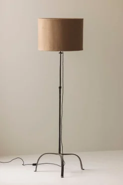 Best Pamono Rustic Wrought Iron Floor Lamp with Tripod Base, France, 1930s